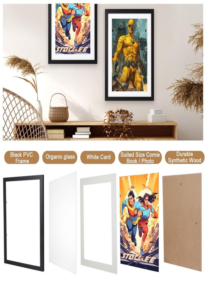 AojSup 8 Pcs Comic Book Frame, UV Protection, Comic Picture Magazine Frames Fits Current up to 8.26 x 11.69in, Wall or Tabletop Display with Spring Clips Installed Hangers, Black - Image 3